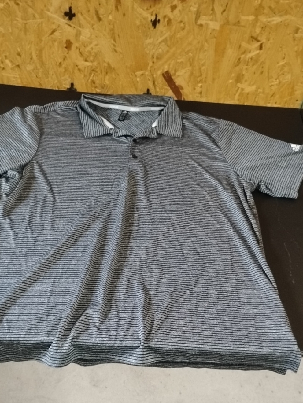 Men's Grey Striped Adidas Golf Shirt - Classic Casual Xl